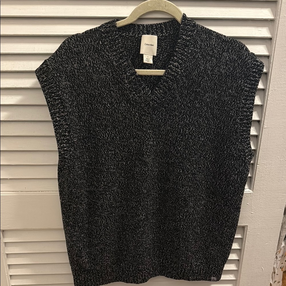 Calvin Klein Black and White V-Neck Sweater